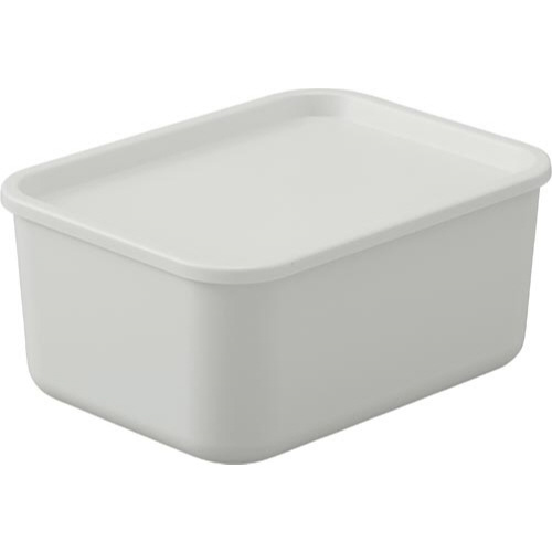 積み重ねられるふた付き収納ボックス　Ｓグレー