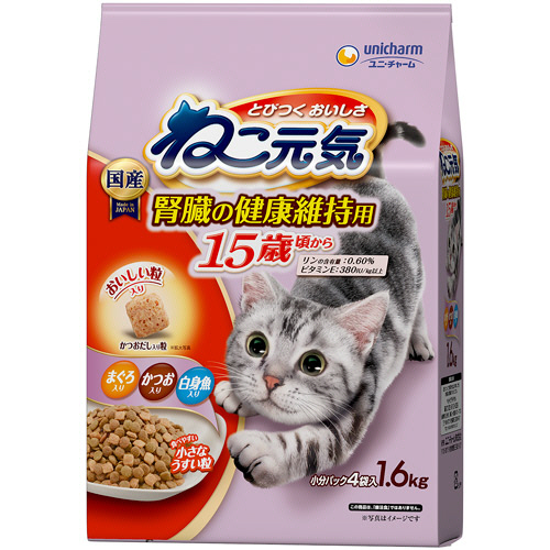 ねこ元気 腎臓健康 15歳頃 まぐろ･かつお･白身魚入 1.6kg 1ｾｯﾄ(6ﾊﾟｯｸ)画像
