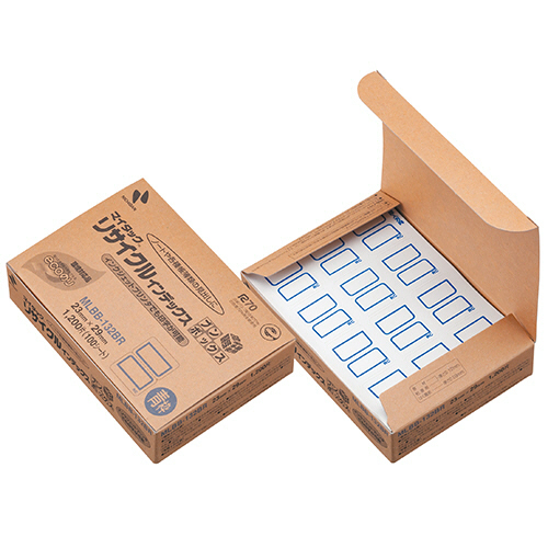 ﾏｲﾀｯｸ ﾘｻｲｸﾙｲﾝﾃﾞｯｸｽ ﾌﾞﾝﾎﾞｯｸｽ 中 23×29mm 青枠 1ﾊﾟｯｸ(1200片:12片×100)画像