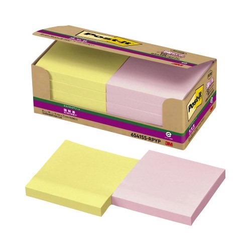 ポストイット強粘着７５×７５　パステル黄・桃１０冊画像