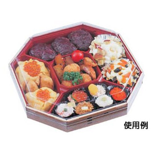 仕出し弁当容器 WUかん合-840 身丈 わっぱ エフピコ 自然木のような模様が施された容器が横向きで展示されている様子