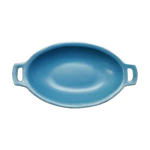 ボウル 22cm オーバルボウル NARU 皿 食器 洋食器 持ち手付き 陶器 ターコイズブルー画像