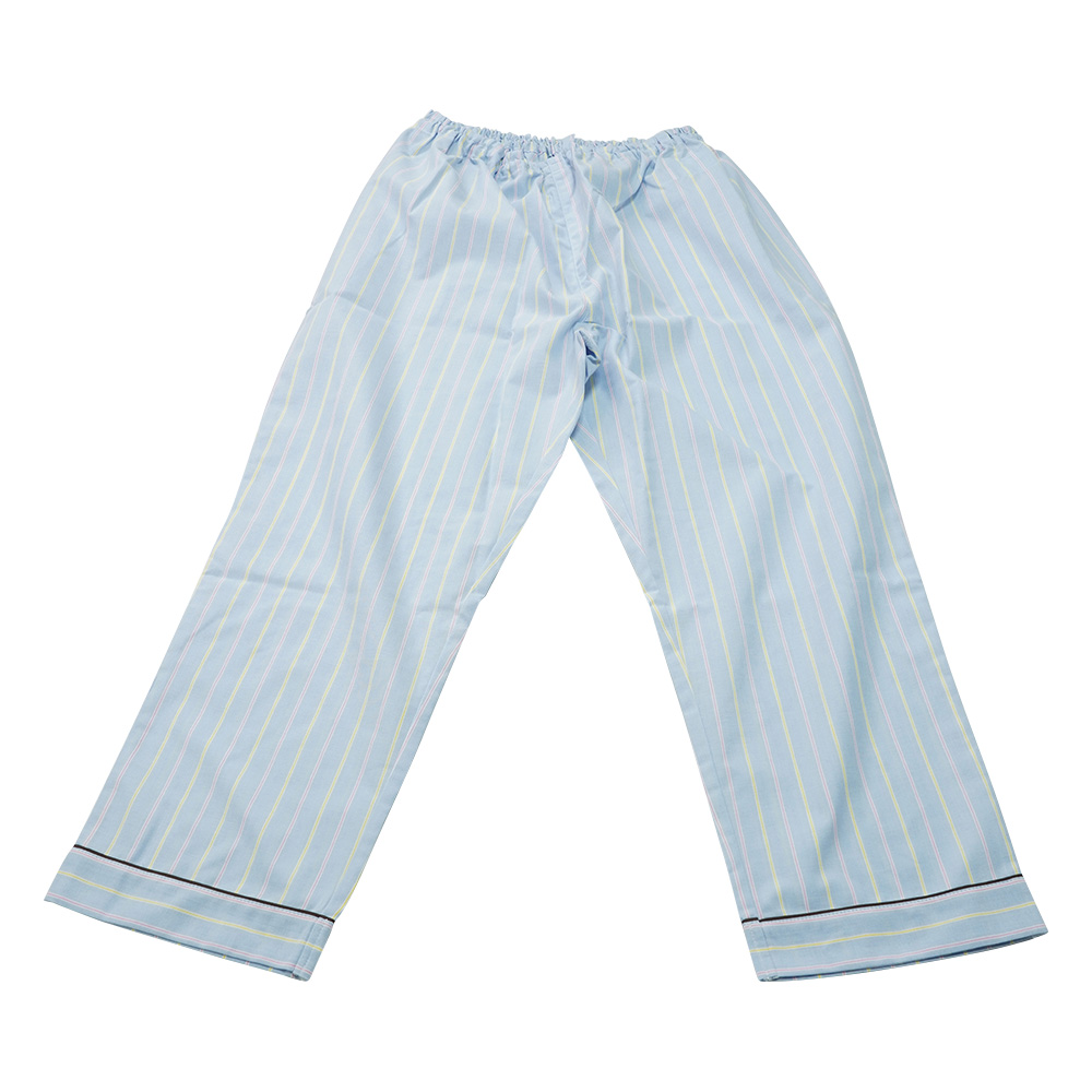 患者衣（スラックス・男女兼用）　ブルー×ブラウン　L画像