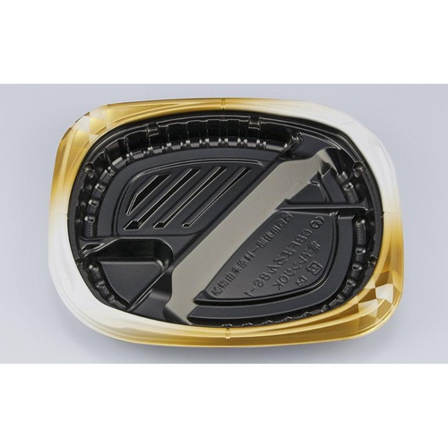 シーピー化成 弁当容器 CBFまろん8S-1 ゴルトBW 本体画像