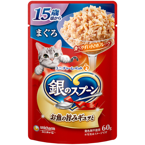 銀のｽﾌﾟｰﾝ ﾊﾟｳﾁ(ｳｪｯﾄ) 15歳頃から まぐろ 60g 1ｾｯﾄ(16ﾊﾟｯｸ)画像
