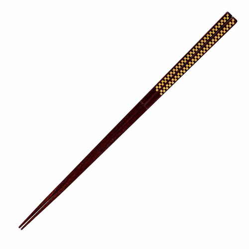 箸 23cm プレミアムアイ シンプルライン 綺羅 漆 木製 天然木 金画像