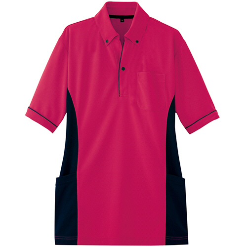 ｻｲﾄﾞﾎﾟｹｯﾄ半袖ﾎﾟﾛｼｬﾂ(男女兼用) ﾀﾞﾝﾎﾞｰﾙﾆｯﾄ ﾛｰｽﾞ Lｻｲｽﾞ 1着画像