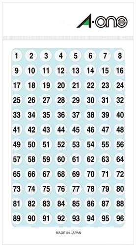 特殊ラベル　丸型　９ｍｍ径　数字　白画像