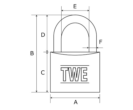 TWE　ステンレス吊　南京錠　同番　35mm 金属製の南京錠が正面から撮影され、施錠機構が明瞭に見える状態