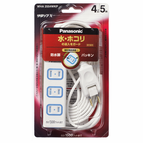 ｻﾞ･ﾀｯﾌﾟX 2P･4個口 ﾎﾜｲﾄ 5.0m 1個画像