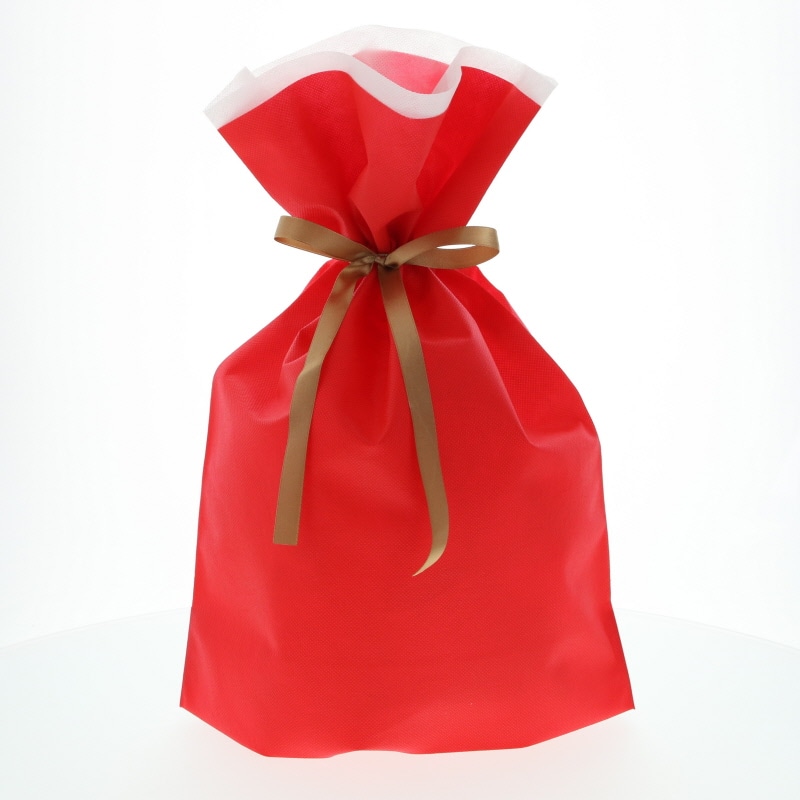 ＦＫ３０７２　不織布巾着袋　レッドＬ　１０枚入