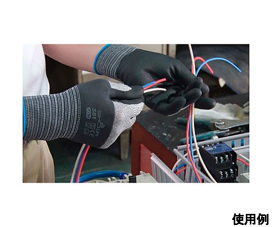 [LL] 手袋(ナイロン・ポリエステル・ニトリルゴムコート) 側面から見た手袋の滑らかな表面と施されたコーティング