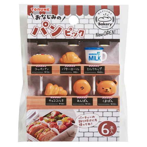 ピック　6本入り　おなじみのパンピック 色とりどりのピックが整然と並んでいる様子