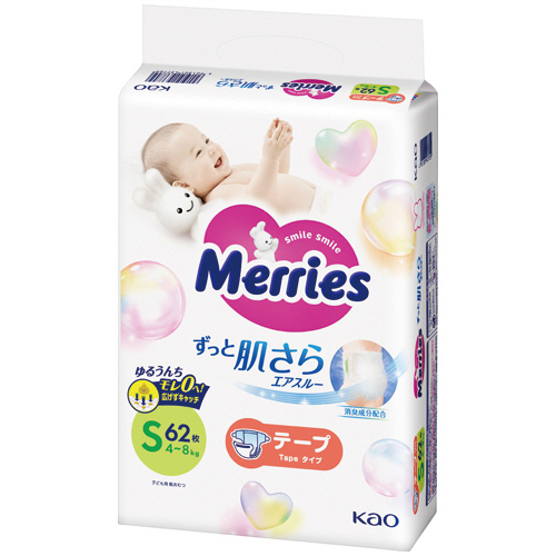 ﾒﾘｰｽﾞ ずっと肌さらｴｱｽﾙｰ ﾃｰﾌﾟﾀｲﾌﾟ Sｻｲｽﾞ 1ﾊﾟｯｸ(62枚)画像