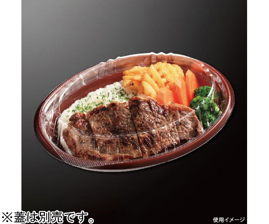 惣菜容器 TPボレノ M20-16 赤茶 身 600枚 赤茶色の容器が重なり、自然光が当たる明るい状態