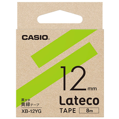 ﾗﾃｺ 詰替用ﾃｰﾌﾟ 12mm×8m 黄緑/黒文字 1個