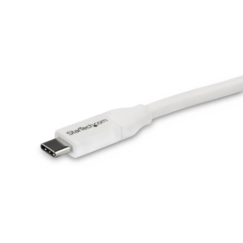 USB2.0　Type-Cケーブル　給電充電対応　Type　C(オス)-Type　C(オス)　4m　ホワイト　1本 円形に巻かれた白いケーブルが穏やかに整えられている様子