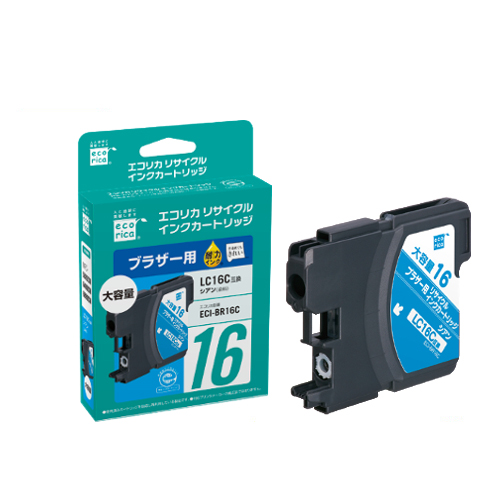 ﾘｻｲｸﾙｲﾝｸｶｰﾄﾘｯｼﾞ ｼｱﾝ(染料) [ﾌﾞﾗｻﾞｰ:LC16C互換] ECI-BR16C 1個画像