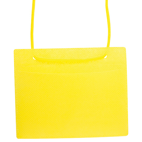 ｶﾗｰ吊下げ名札 名刺ｻｲｽﾞ 黄 1ﾊﾟｯｸ(50個)画像