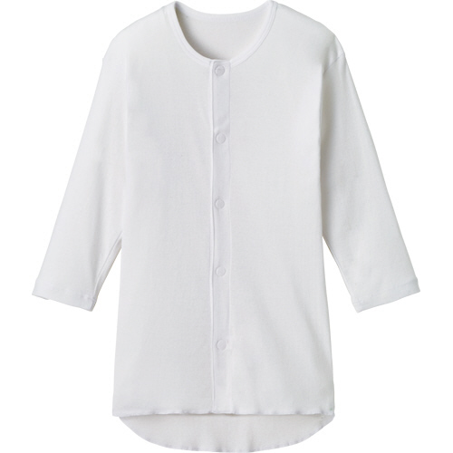 ﾌﾟﾗｽﾊｰﾄ ﾜﾝﾀｯﾁ肌着 前開き 七分袖 紳士用 M ﾎﾜｲﾄ 1枚画像