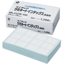 ﾏｲﾀｯｸ ﾗﾐﾈｰﾄｲﾝﾃﾞｯｸｽ保護ﾌｨﾙﾑ付中23×29mm青枠1ﾊﾟｯｸ(1200片:12片×100ｼｰﾄ)画像