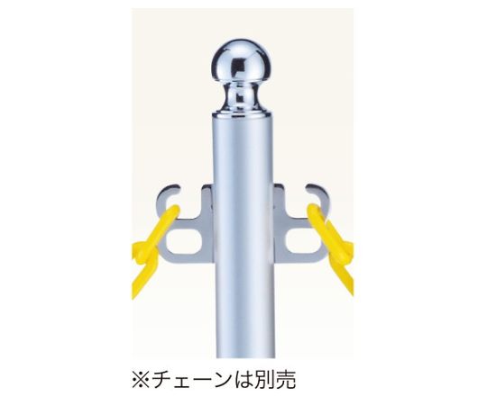 フロアパーティションポールクローム/シルバー 光沢のあるクローム仕上げの高いパーティションポールが立てられた状態