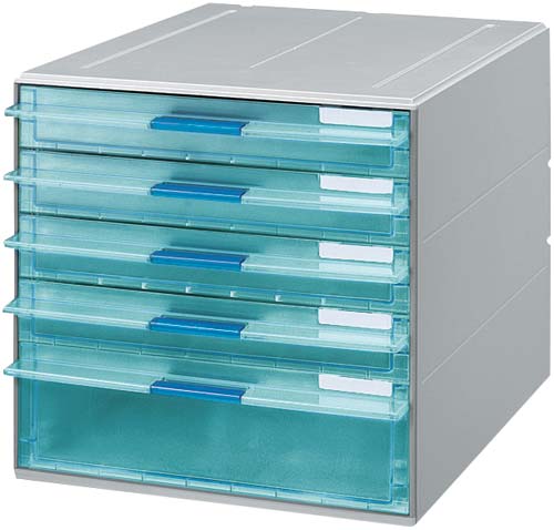 レターケースＵＮＩＦＥＥＬ透明引き出し混合５段×３画像