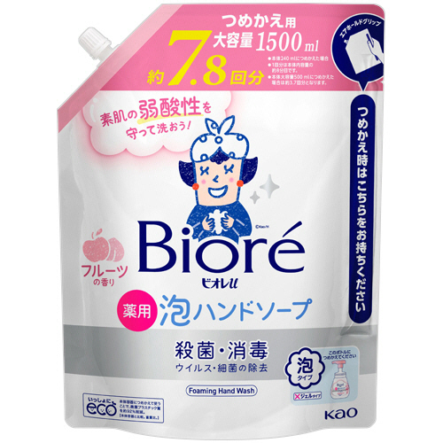 ﾋﾞｵﾚu 薬用泡ﾊﾝﾄﾞｿｰﾌﾟ ﾌﾙｰﾂの香り つめかえ用 1500mL 1ﾊﾟｯｸ画像