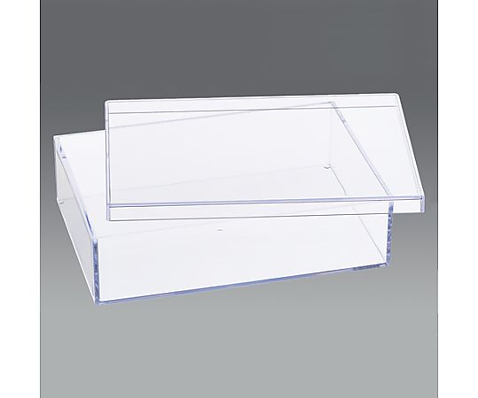 208x146x 56mm/ 1.2L 小物ケース(フタ付/スチロール製 透明なフタの付いたケースが前面から見える状態