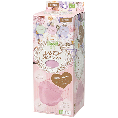 ｴﾙﾓｱ 肌ともﾏｽｸ Flower 3D ﾋﾟﾝｸ (個別包装) 1箱(24枚)画像