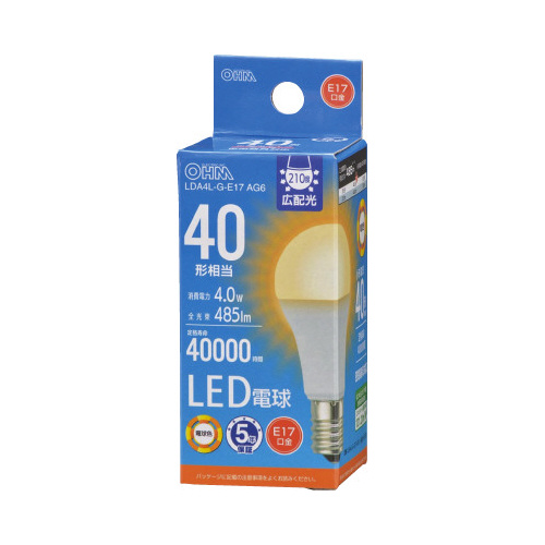 ＬＥＤ電球小形Ｅ１７　４０形相当　電球色画像