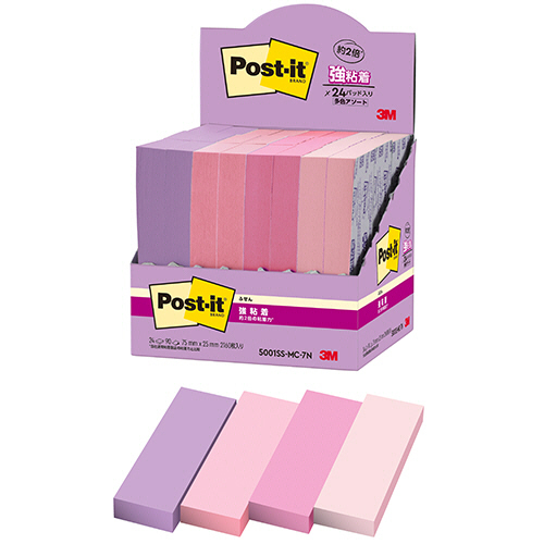 ﾎﾟｽﾄ･ｲｯﾄ 強粘着ふせん ﾏﾙﾁｶﾗｰ7 75×25mm 4色 1ﾊﾟｯｸ(24冊)画像