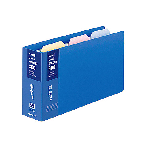 名刺ﾎﾙﾀﾞｰ(替紙式) 2穴 300名 ﾀﾃ入れ 青 1冊画像