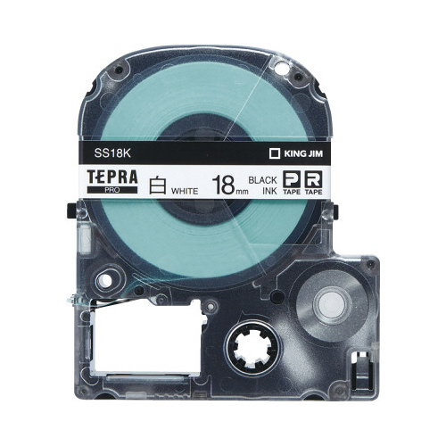 テプラ　ＰＲＯテープ　エコ　白色１８ｍｍ黒文字×５画像