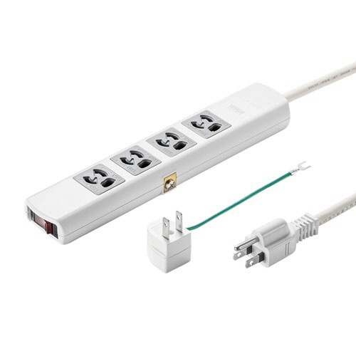 電源タップ　3P・4個口　5m　ホワイト(RoHS指令10準拠)　1個画像
