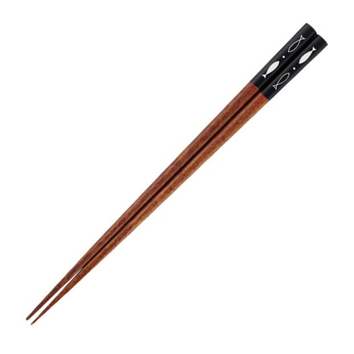 箸 23cm 角 魚影 天然木 木製 黒画像