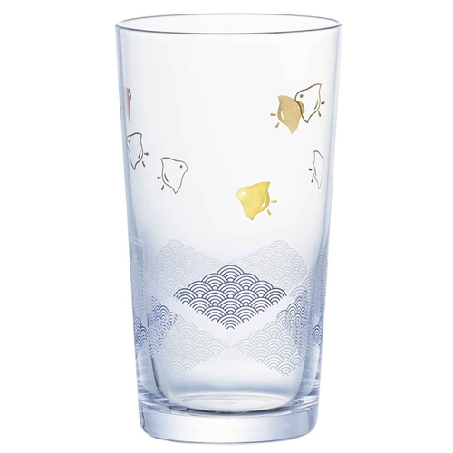グラス 和紋 杯 波千鳥と菱柄画像