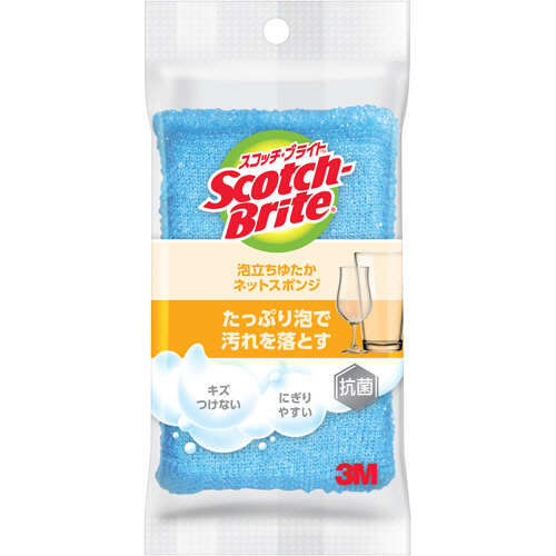 ｽｺｯﾁ･ﾌﾞﾗｲﾄ 泡立ちゆたかﾈｯﾄｽﾎﾟﾝｼﾞﾊｰﾄﾞ ﾌﾞﾙｰ 1個