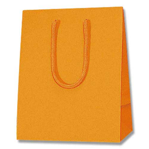 マットな塗工タイプでオレンジの手提げ紙袋