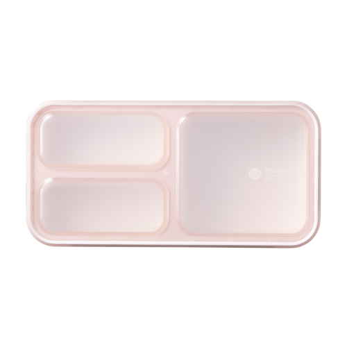 弁当箱　400ml　抗菌　フードマン　FOODMAN　薄型　1段　ライトピンク 薄型のライトピンクの弁当箱が正面から見える状態