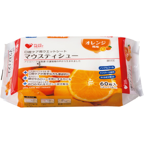 ﾌﾟﾗｽﾊｰﾄ 口腔ｹｱ用ｳｴｯﾄｼｰﾄ ﾏｳｽﾃｨｼｭｰ ｵﾚﾝｼﾞ風味 1ﾊﾟｯｸ(60枚)