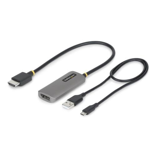 HDMI　2.1-DisplayPort　1.4変換ケーブル　30cm　スペースグレー/ブラック　1本 ケーブルが緩やかに曲がりながら、スペースグレーとブラックの色合いが際立つ状態