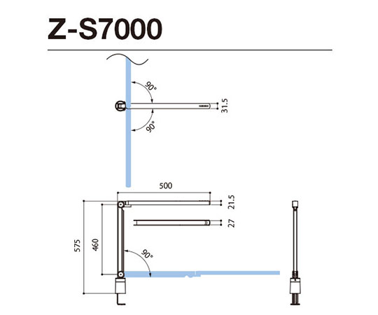 Z-LIGHT　LEDデスクライト　銀 光を放ちながら斜め前方に配置されたシルバーのデザイン