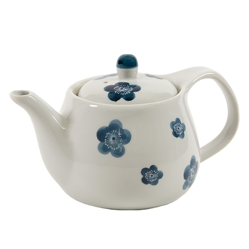 ポット 510ml 青小梅 茶こし付き 急須 ティーポット 陶器画像