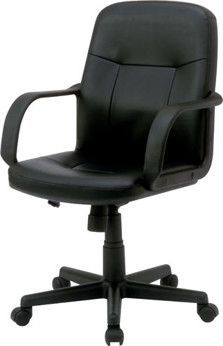 レザーチェアローバックブラック