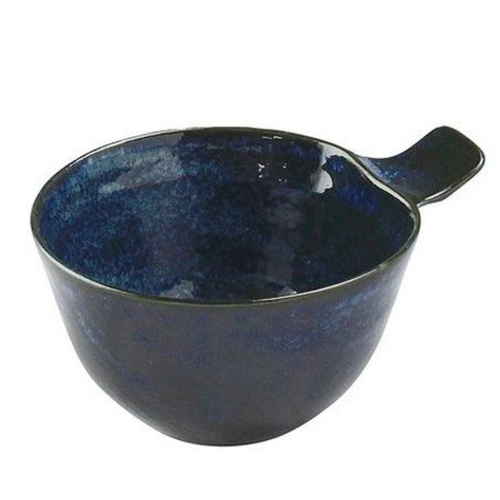 スープカップ ナチュラルカラー 持ち手付き 磁器 食器 美濃焼 ネイビー画像