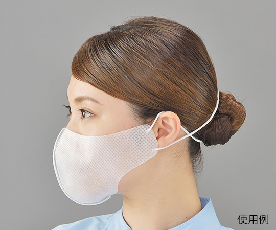 息ラクらく立体マスク　毛髪落下対策ワイドサイズ　1PLY　頭掛けタイプ　100枚×30箱 パッケージが横向きに並べられ、上面に商品の特徴が表示されている様子
