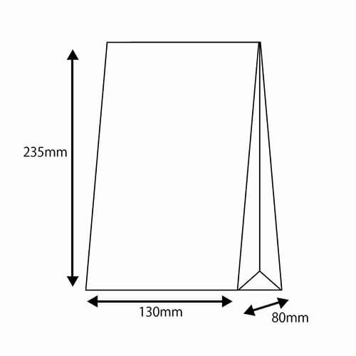 角底袋（筋入り・ピンク・幅130×マチ80×高235mm) 正面が見えるピンク色の筋入り袋が1枚、マチを立てて自立している様子