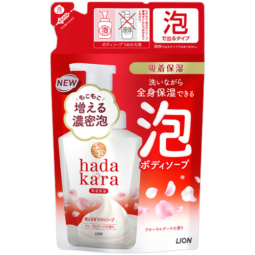 hadakaraﾎﾞﾃﾞｨｿｰﾌﾟ 泡で出てくるﾀｲﾌﾟ ﾌﾛｰﾗﾙﾌﾞｰｹ 詰替用 440mL 1ﾊﾟｯｸ画像
