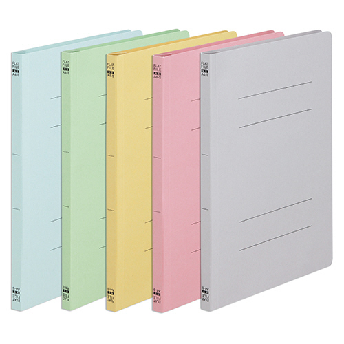 ﾌﾗｯﾄﾌｧｲﾙ(ﾉﾝｽﾃｰﾌﾟﾙ) A4ﾀﾃ 150枚収容 背幅18mm ｶﾗｰ 5色 1ｾｯﾄ(5冊:各色1冊)画像